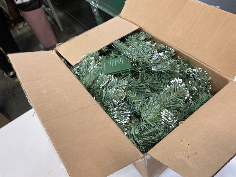 Condition photo showing Good Condition for 9FT Pre-Lit Artificial Christmas Garland with 50 Led Light, Green, Decorated with Pine Cones, Glitter Powder Gold Ball, Christmas Collection Indoor Outdoor Decor Battery Operated Polyvinyl Chloride (PVC) Gold 9FT