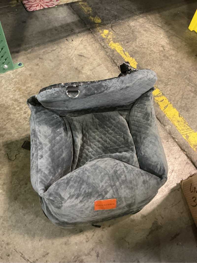 Condition photo showing As Is for dog booster car seat with 7 inches of interior height,elevated pet car seats for small/medium sized dogs,puppy portable carseat,washable removable cover travel safety seat,easy to use(h-grey)