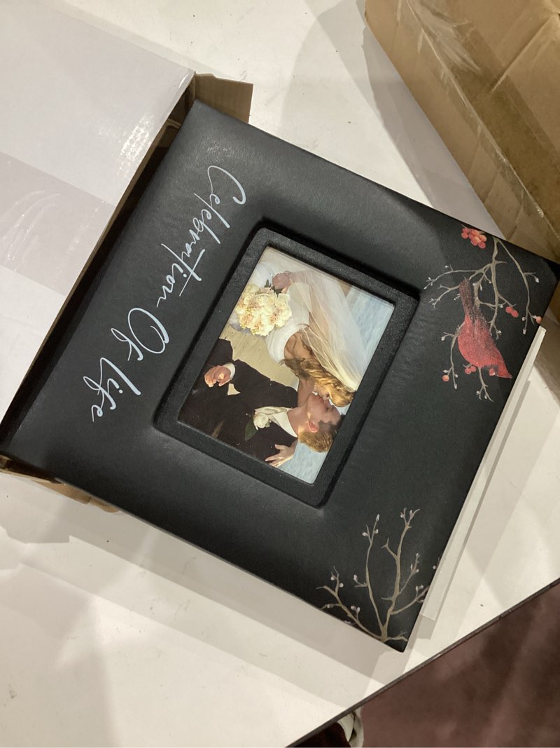 Condition photo showing Good Condition for relithick cardinal funeral photo album 4 x 6 inch 200 blank pages memorial leather memory album scrapbook for memorial service celebration of life decor in loving party supply(celebration of life)