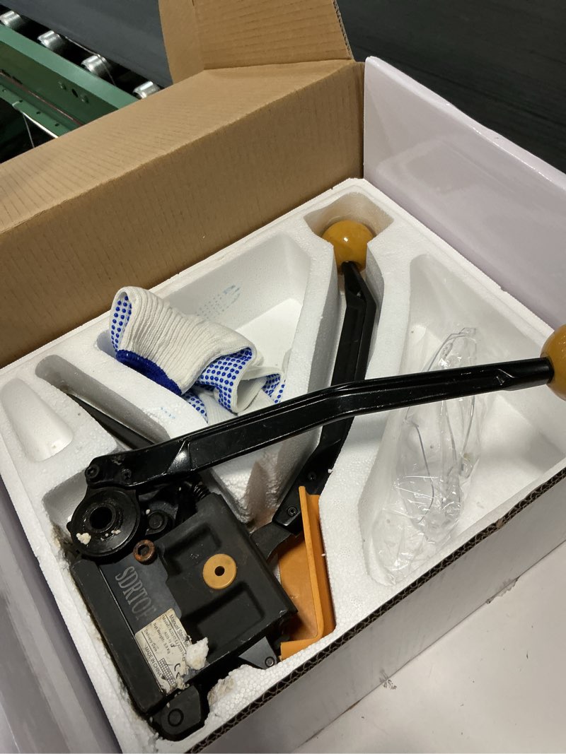 Condition photo showing As Is for steel strapping tool a333 stainless manual belt packaging banding machine metal free buckle packing for width 1/2" 5/8" 3/4" sealless combination tools