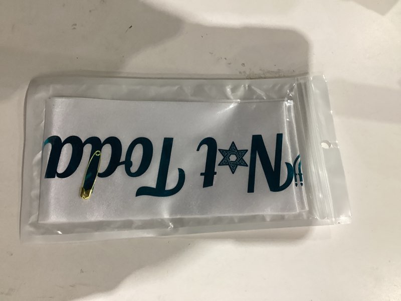 Condition photo showing New/Like New for Not Today Santa Sash, White Blue Happy Chanukah or Happy Hanukkah Sash, Merry Christmas Holiday Party Decorations, Ideas, Gifts, Jokes and Favors (White + Blue)