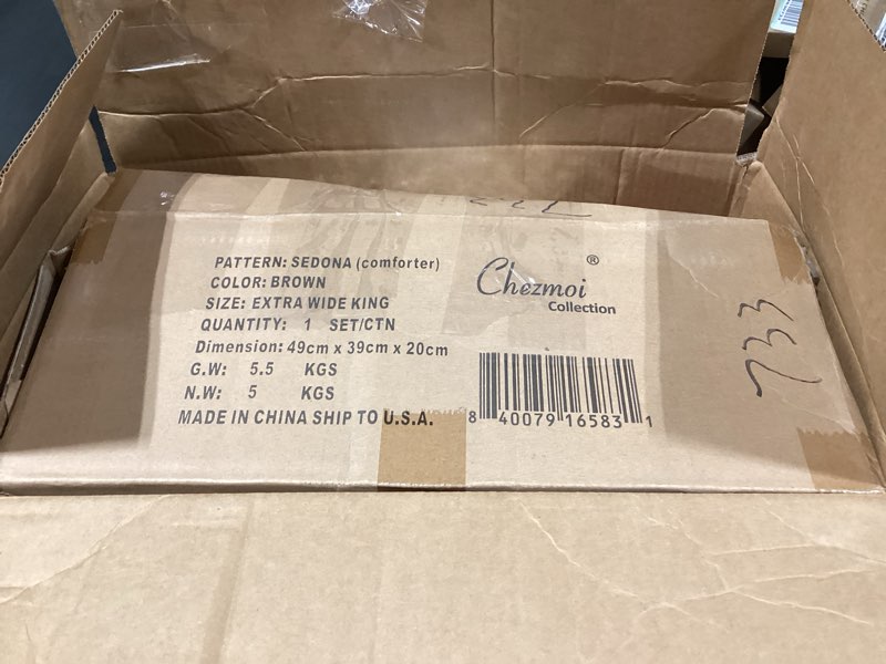 Condition photo showing Good Condition for Chezmoi Collection Sedona 7-Piece Southwestern Wild Horses Microsuede Bedding Comforter Set, Extra Wide Queen, Brown