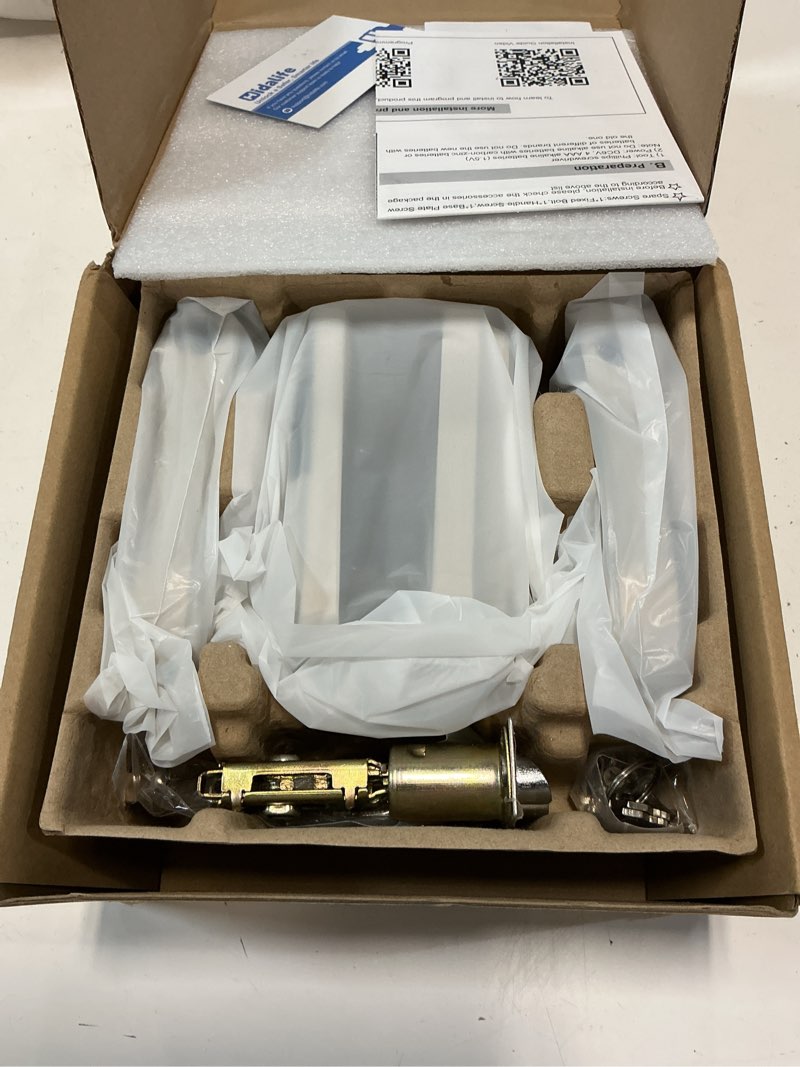 Condition photo showing As Is for hidalife keyless entry door lock, keypad door lock with handle, electronic door lock, touchscreen, auto-locking, anti-peep password, easy to install for front door, home, office, satin nickel hl-668 satin nickel 1pack