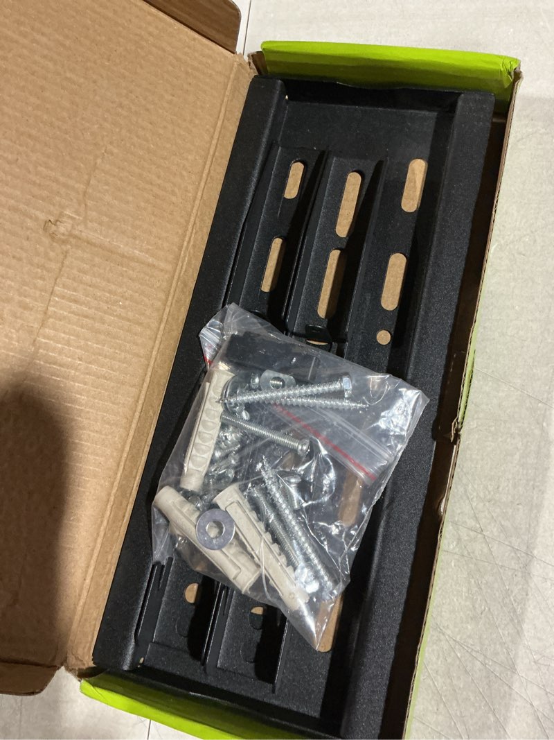 Condition photo showing As Is for nuyoah tv wall mount bracket low profile fixed for 14-43 inch flat screen tvs & monitors up to 55lbs, universal tv monitor mount fits 8" wood studs max vesa 200x200mm