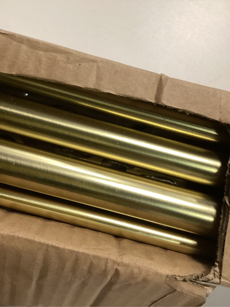 Condition photo showing Good Condition for Double Curtain Rods with Aluminum End Cap and Full Surround Brackets,1"Front and 5/8" Back Rod,Adjustable between 140 to 164 Inches (11.5-13.5 Feet), Brass Double Window Drapery Rod 140-164" Brass