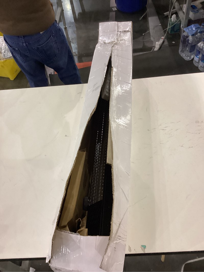 Condition photo showing As Is for Patio Heater for Outdoor Use,1500W Infrared, 36 in Portable Tower Heater, 3 Levels, IPX5 Waterproof, Tip-Over&Overheat Protection for Garage, Indoor, Large Room, Backyard, Home Dark Black