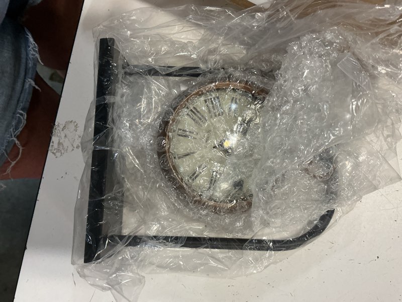 Condition photo showing New/Like New for nikky home small vintage desk clock, silent decorative bronze table clock | non-ticking battery-operated metal clock with roman numerals, perfect for living rooms, offices, shelves, mantels