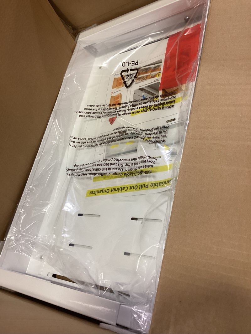 Condition photo showing Good Condition for Pull out Cabinet Organizer, 21"Deep, Heavy Duty Full-Extension Slide out Drawers for Kitchen Cabinets with Nano Adhesive, Roll Out Shelf Sliding Cabinet for Pots, Bathroom, Pantry, Under Sink, White White 13.8"Wide-21"Deep (1Pack?