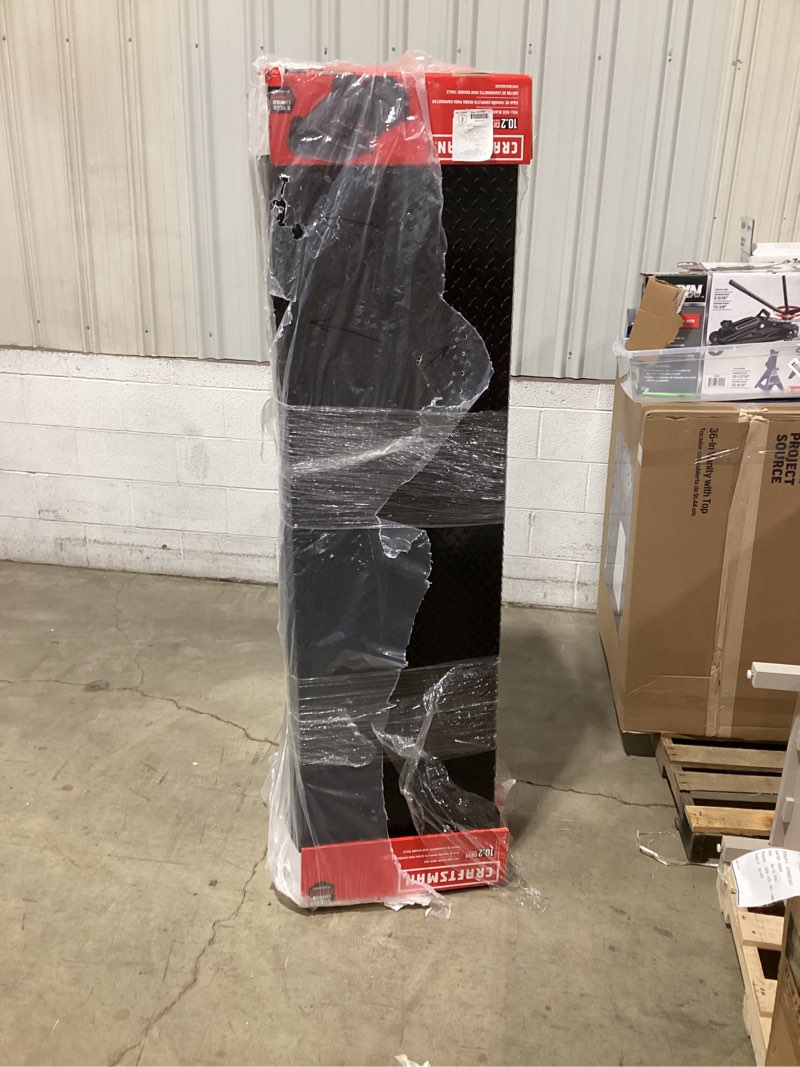 Condition photo showing As Is for craftsman 71.3-in x 19.5-in x 17.2-in matte black aluminum crossover truck tool box