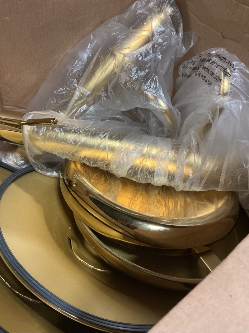 Condition photo showing As Is for Adjustable Bar Stools Set of 2, Backless Swivel Round Counter & Bar Height Chairs, Modern Gold Metal Frame Barstools for Kitchen Island, Dining Room, Home Bar, Gold