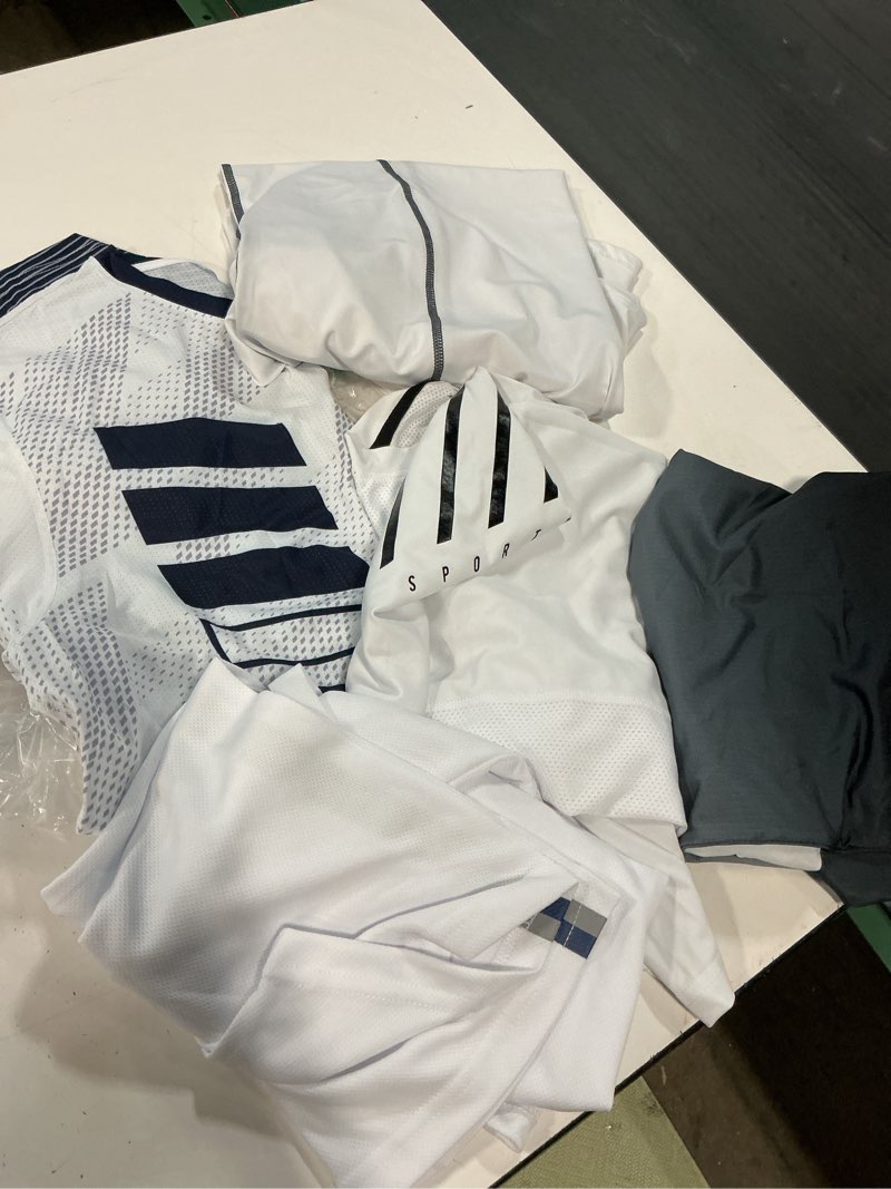 Condition photo showing Good Condition for 5 pack men’s active quick dry crew neck t shirts | athletic running gym workout short sleeve tee tops bulk medium white