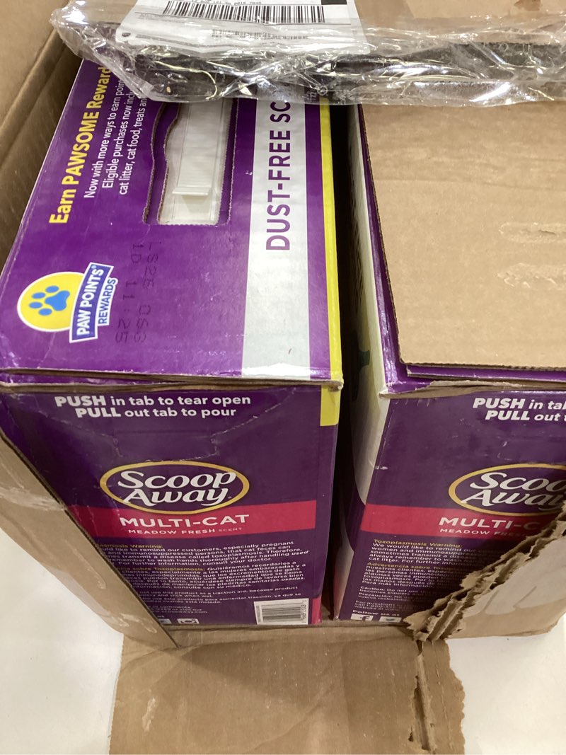 Condition photo showing New/Like New for scoop away advanced multi-cat clumping cat litter, meadow fresh scent, pack of 2, 18.5 pounds (package may vary)