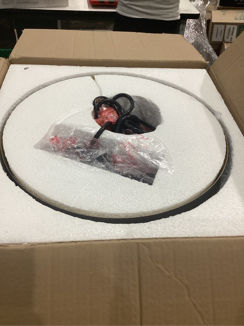 Condition photo showing Good Condition for goalplus 15 1/2in large dome barn pendant light for farmhouse, black ceiling mounted lighting with brass interior for kitchen, indoor and outdoor hanging light fixture with ajustable cord 15.5" dome x 1