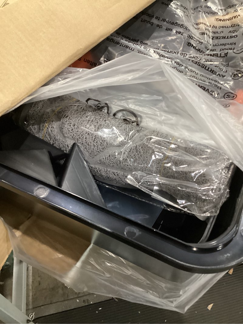 Condition photo showing Good Condition for stainless steel litter box with lid,front entry top exit kitty litterbox,extra large enclosed metal cat box with litter scoop & litter mat-black