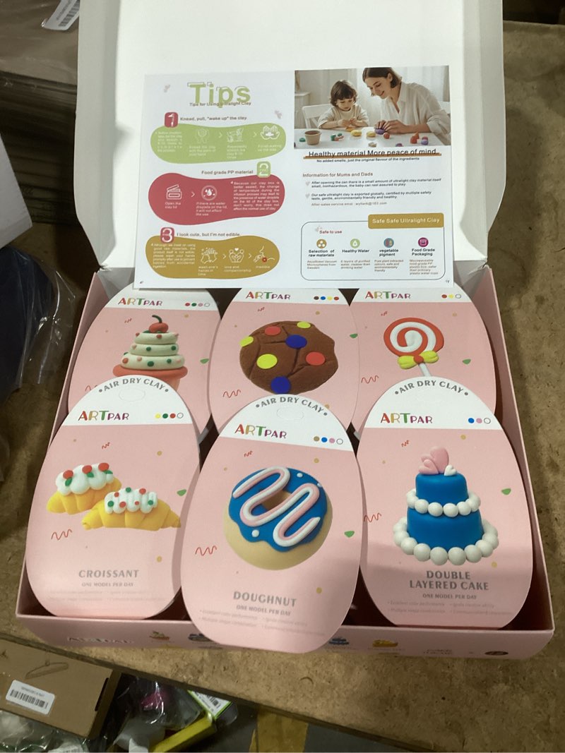 Condition photo showing New/Like New for air dry clay for kids,modeling clay kit,model magic sculpting set,ultra light & soft, safe non-sticky | 12 box diy art and crafts school projects, home party favors for boys & girls pink cake kit