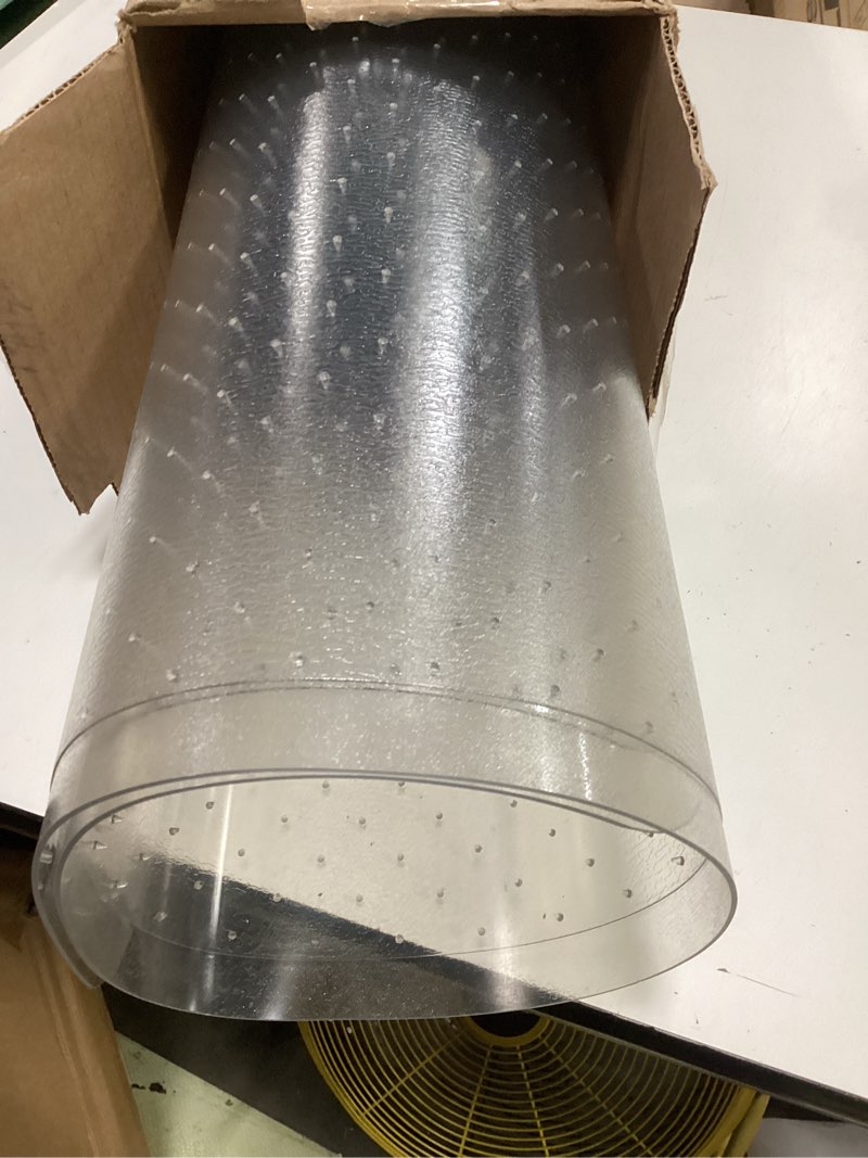 Condition photo showing Good Condition for amazon basics office chair mat for low pile carpeted floors with lip, protects carpets, studded backing, 36" x 48", clear 36” x 48” with lip