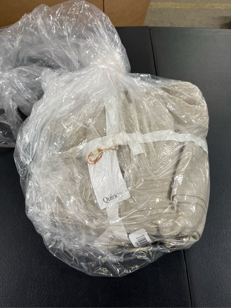 Condition photo showing Good Condition for european linen sheer curtain set, 48x96, flax