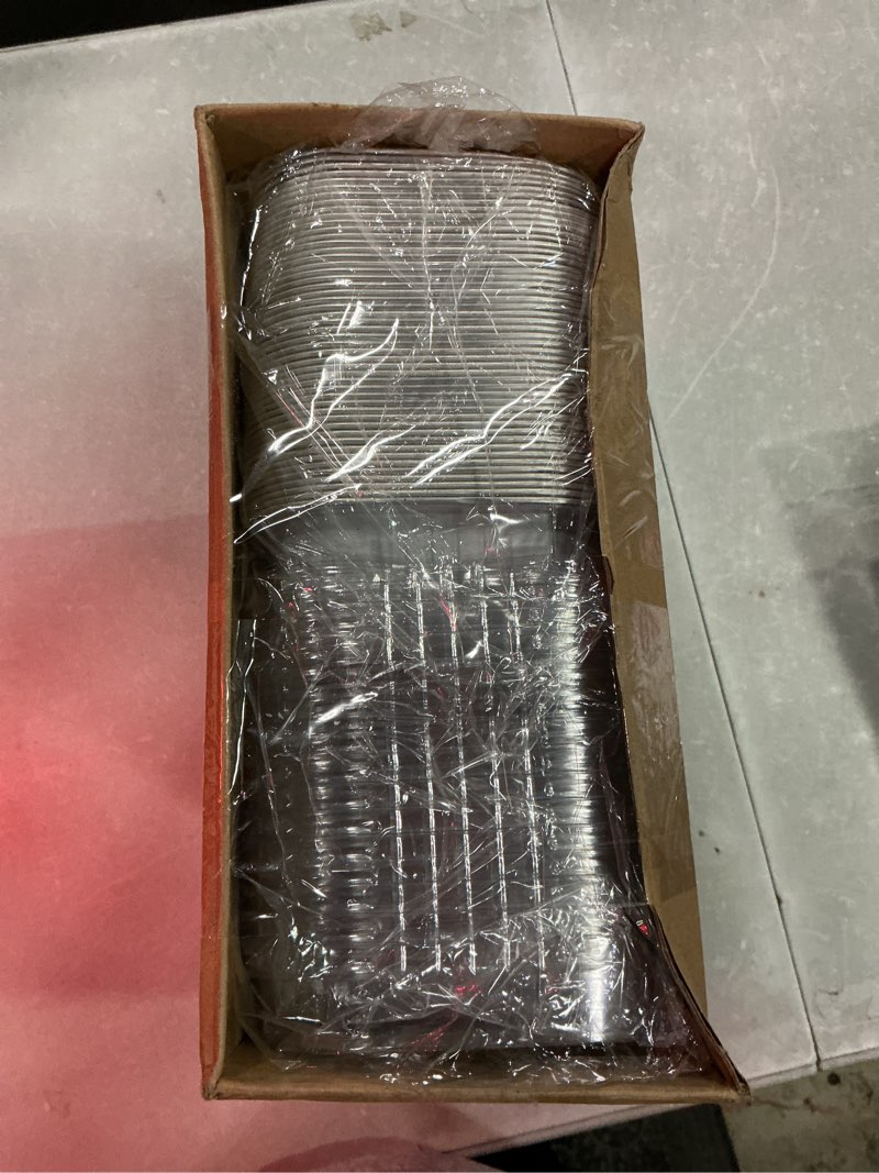 Condition photo showing Good Condition for aoriher 150 pcs 10 oz mini cake pans with lids aluminum foil baking cup disposable square 4 x 4 large baking tin, muffin pan cheesecake kitchen brownie pudding desserts holder(white)