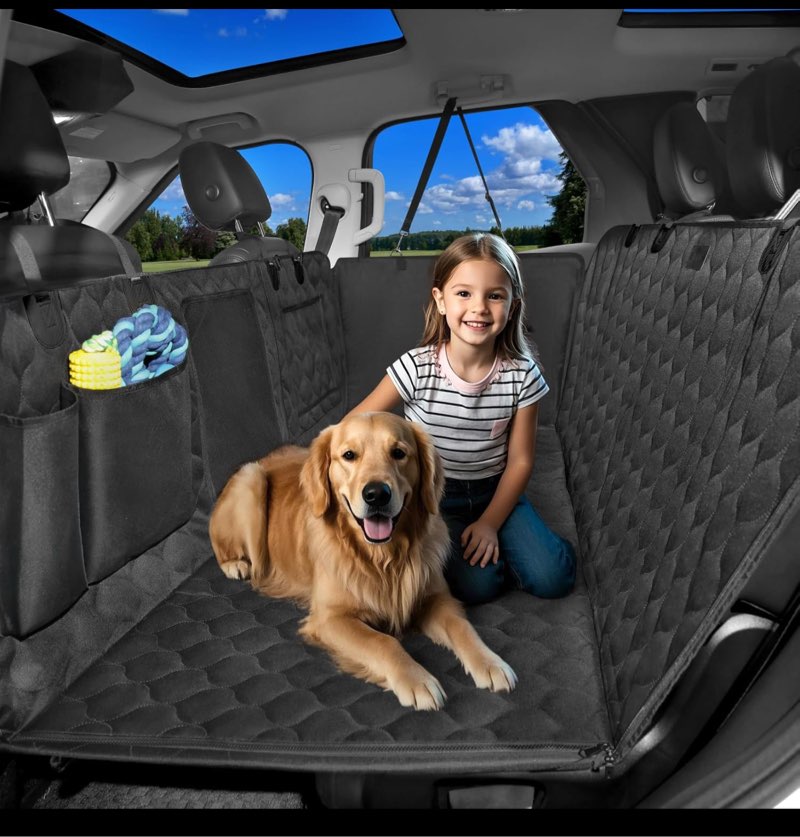 MIDOG Back Seat Extender for Dogs - [2025 Upgraded] Hard Bottom Car Seat Cover Holds 400lbs,Anti-Slip and Anti-Scratch,Compatible with Child Seat,Perfect for SUV & Car(Black, L) L(For Cars/ Mid-Size SUV/ Small Truck) Black