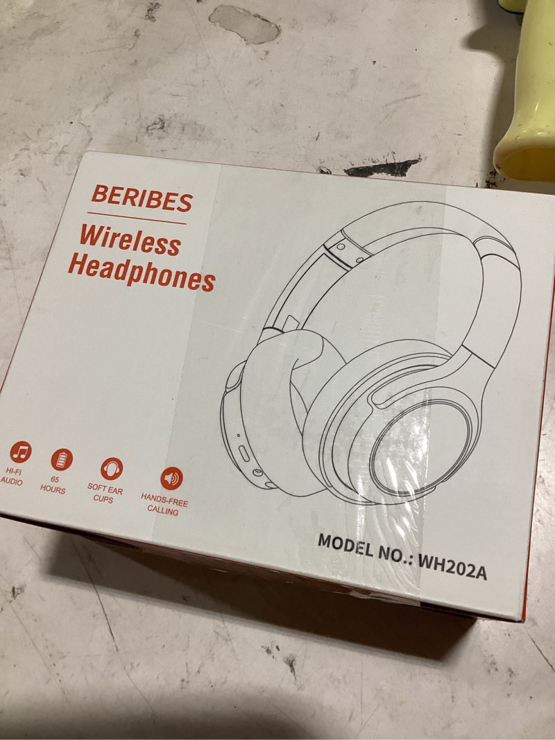 Condition photo showing As Is for beribes bluetooth headphones over ear, 65h playtime and 6 eq music modes wireless headphones with mi