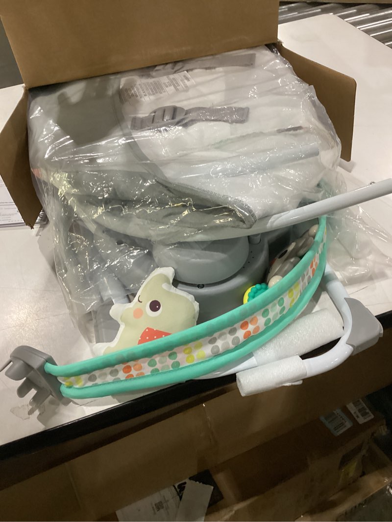 Condition photo showing New/Like New for Bright Starts Portable Automatic 6-Speed Baby Swing with Adaptable Speed, Taggies, Music, Removable-Toy-Bar, 0-9 Months 6-20 lbs (Whimsical Wild)