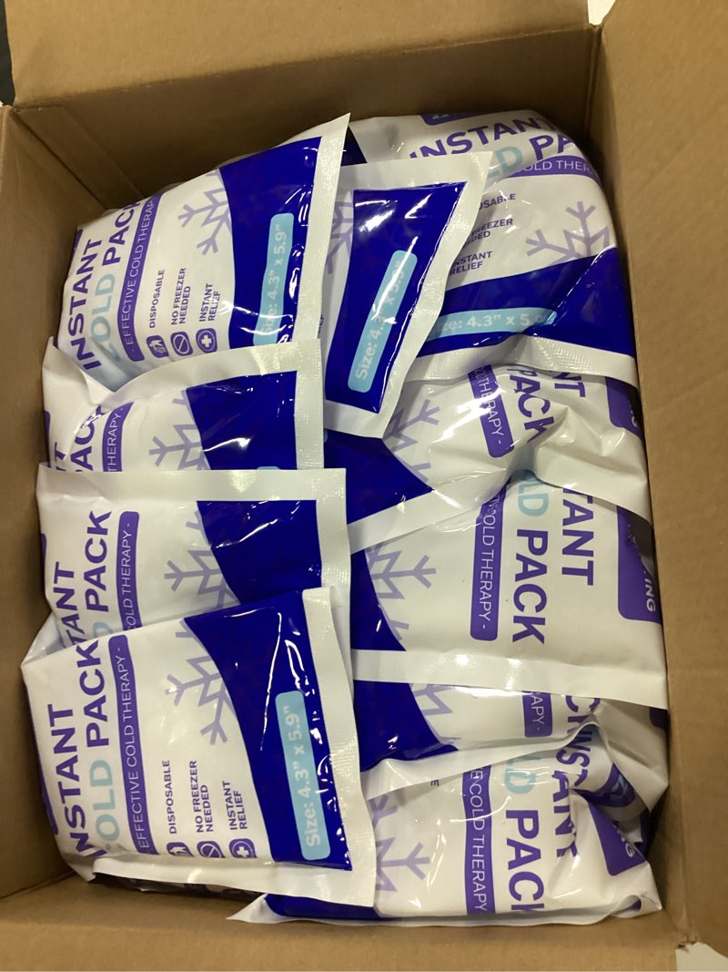 Condition photo showing Good Condition for 25 pack - instant cold packs - instant ice packs for injuries | disposable cold compress ice pack for pain relief, swelling, inflammation, sprains, toothache - cold pack for athletes