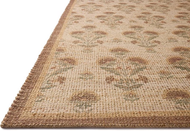 Loloi Chris Loves Julia Rue Collection RUE-01 Sage/Blush  2'-3" x 3'-9" Accent Rug Jute Neutral Floral Living Room Bedroom Rug