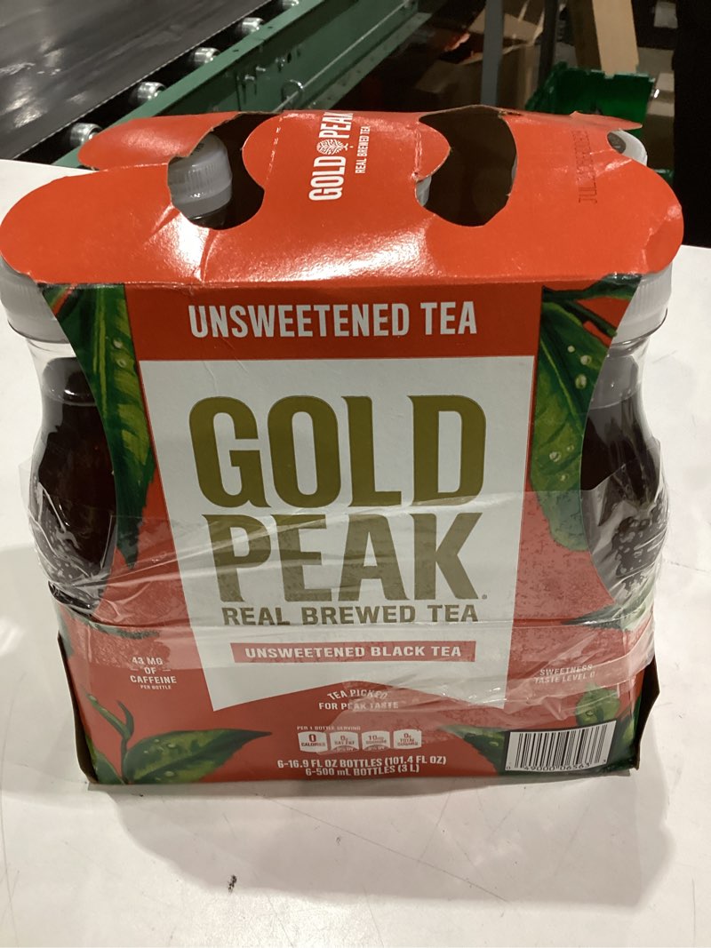 Condition photo showing As Is for Gold Peak Tea, Unsweet Tea, 16.9 fl oz, 6 Pack Unsweetened 16.9 Fl Oz (Pack of 6)