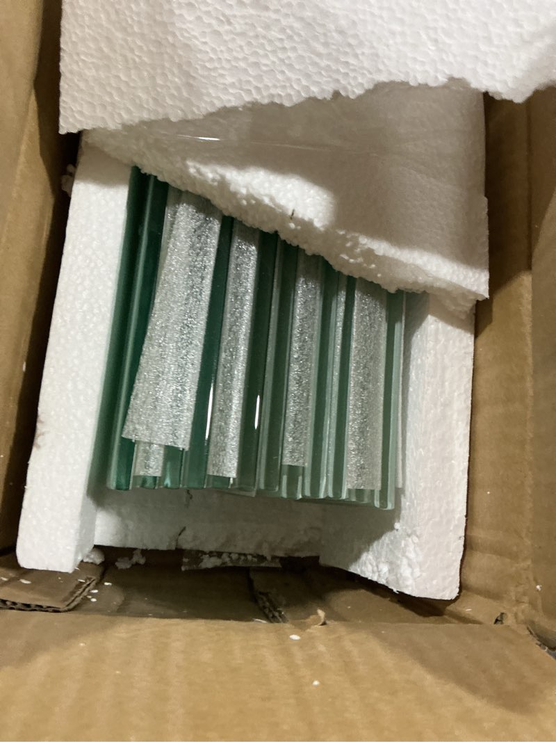 Condition photo showing Good Condition for glass tiles for backsplash, glass subway tile 4x12 inch for kitchen bathroom shower wall ice age (12 pcs, 4 sq.ft) ice age 4x12 inch