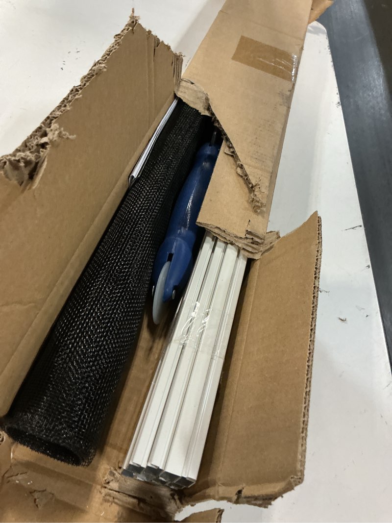 Condition photo showing Good Condition for paramondo 2 sets diy window screen frame kit, easy cut-to-size design window screen, includes screen mesh, frame parts & tools for window screen replacement, white, 46" lx 46"w white - 46" lx 46"w