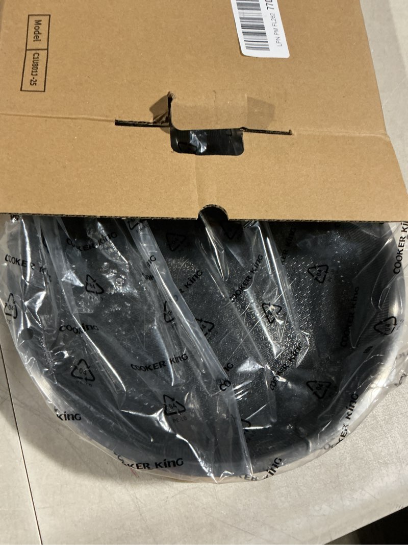 Condition photo showing Good Condition for cooker king 10-inch stainless steel pan, hybrid nonstick frying pan, skillet, 3-ply clad cookware, even heat distribution, dishwasher & oven safe, with stay-cool handle, induction compatible stainless steel 10 inch