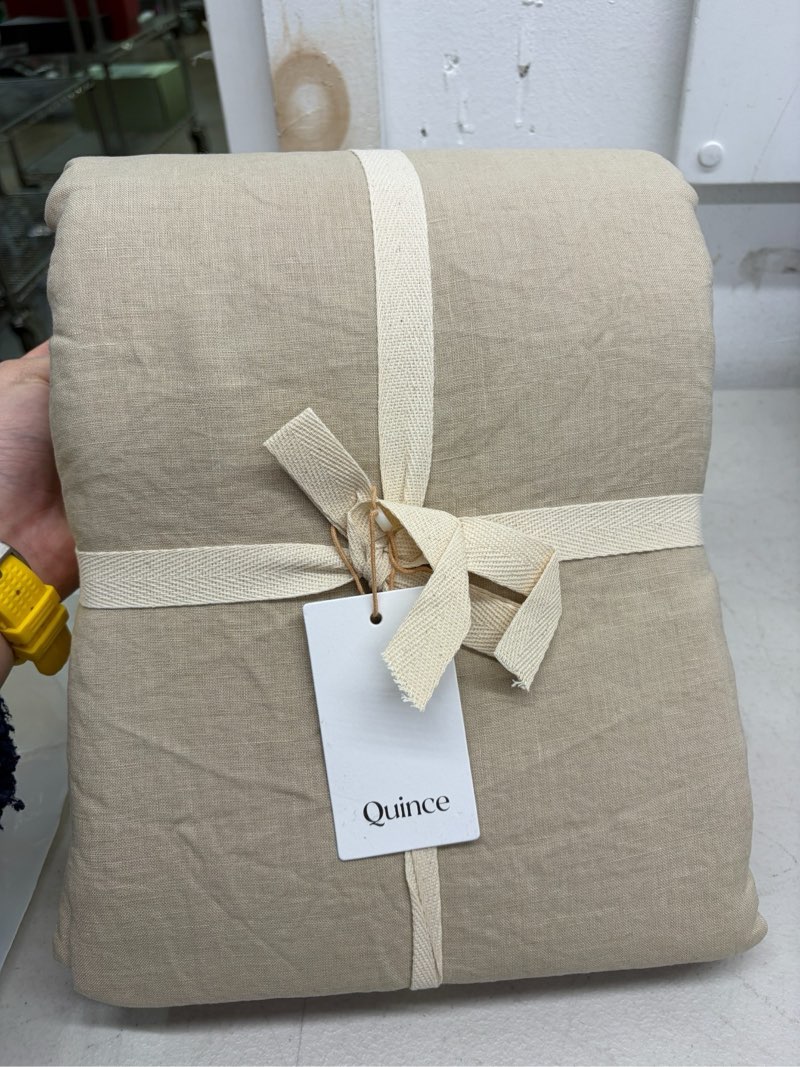 Quince Full Wueen European Linen Duvet Set Cover in Toffee