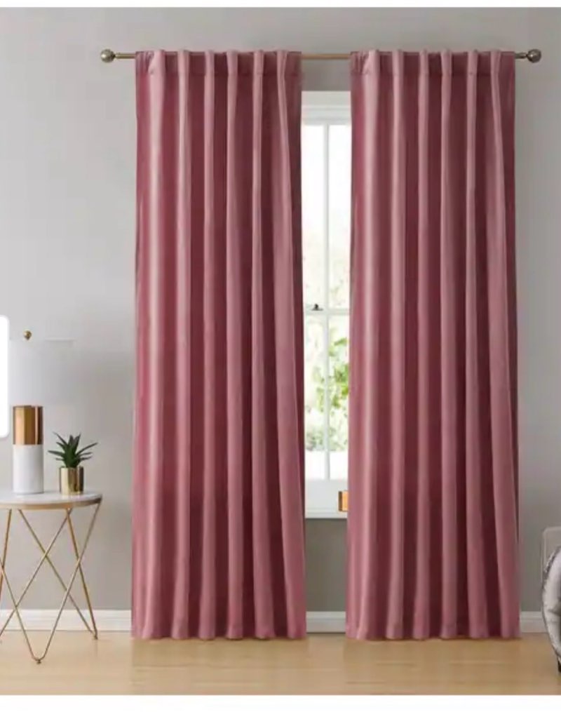 HLC.me Lopez Velvet Back Tab Rod Pocket Window Treatment Curtain Panels Bedroom & Living Room - Set of 2 30”X80”
