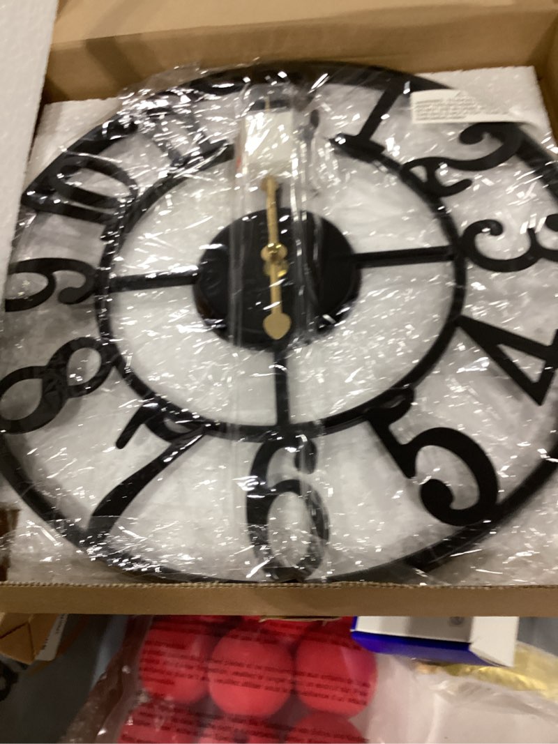 Condition photo showing New/Like New for leike large wall clocks,silent,non ticking,battery operated small vintage round modern metal wall clock for living room, bedroom,kitchen,farmhouse,office decor-13.5 inch(black-arabic number) 13.5 in black metal-arabic number
