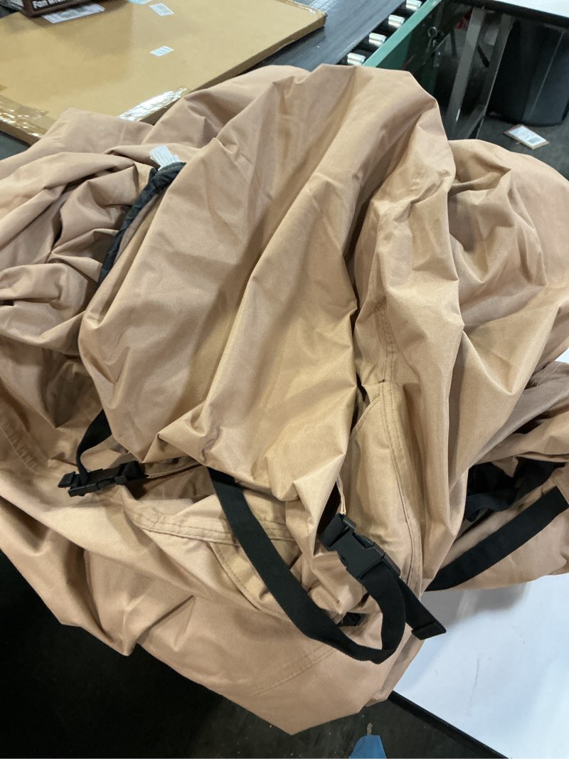 Condition photo showing As Is for ULTCOVER Rectangular Patio Heavy Duty Table Cover - 600D Tough Canvas Waterproof Outdoor Dining Table and Chairs General Purpose Furniture Cover Size 111L x 74W x 28H inch Rectangular 111"(L)x74"(W) Brown