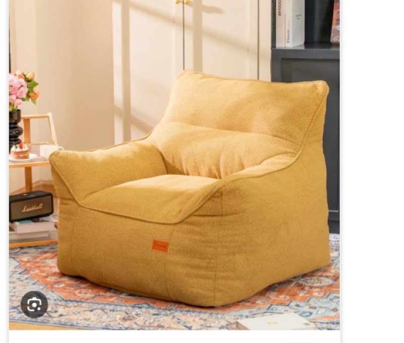 (Similar color) Bean Bag Chair with Filler, Bean Bag Sofa Chair with Tufted Soft Armrests Plush Lazy Sofa Comfy Chai yellow