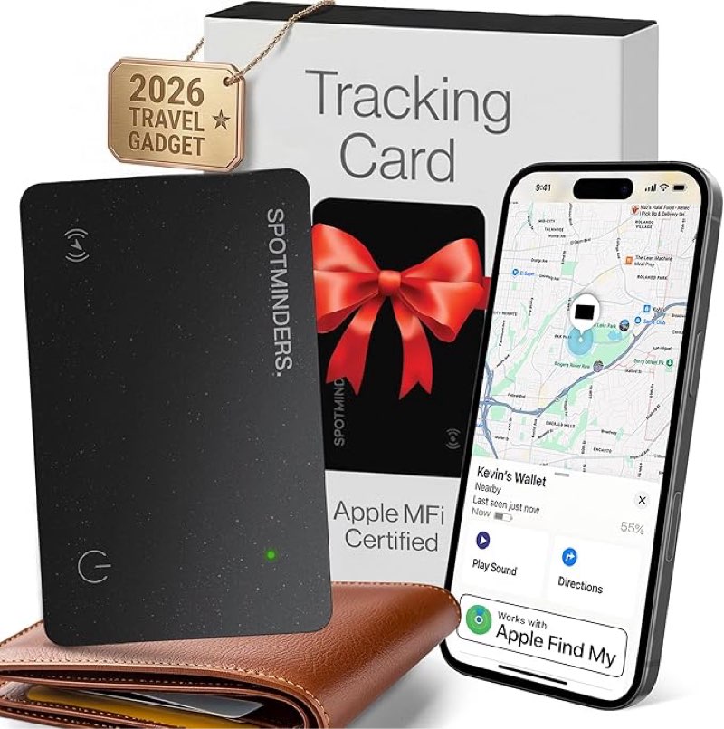 Condition photo showing As Is for spotminders apple mfi certified wallet tracker card for travel - works with apple find my, ip68 waterproof rechargeable tracking card for wallet luggage passport purse - ultra slim 0.07in item finder