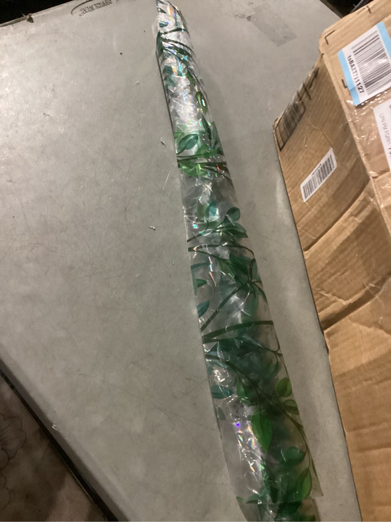 Condition photo showing Good Condition for window privacy film stain glass window film rainbow window film window clings non-adhesive reusable decorative for room (leaf rainbow, 23.6x 157.4 in) leaf rainbow 23.6x 157.4 in