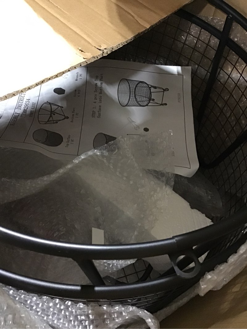 Condition photo showing Good Condition for CosmoLiving by Cosmopolitan Metal Storage Cart Deep Set Rolling Mesh Laundry Basket , 18" x 18" x 24", Black Black 17" x 17" x 25"