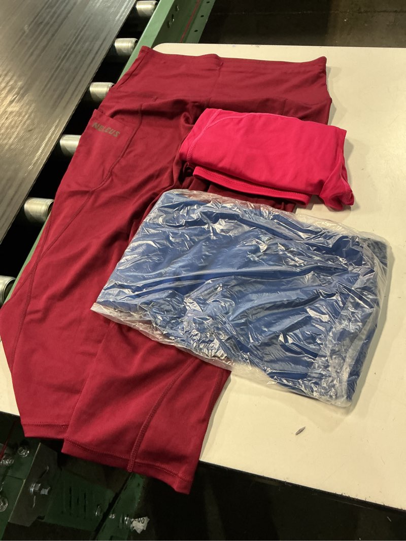 Condition photo showing Good Condition for neleus womens tummy control high waist capri yoga leggings with pocket blue+wine red+rose red us size xl