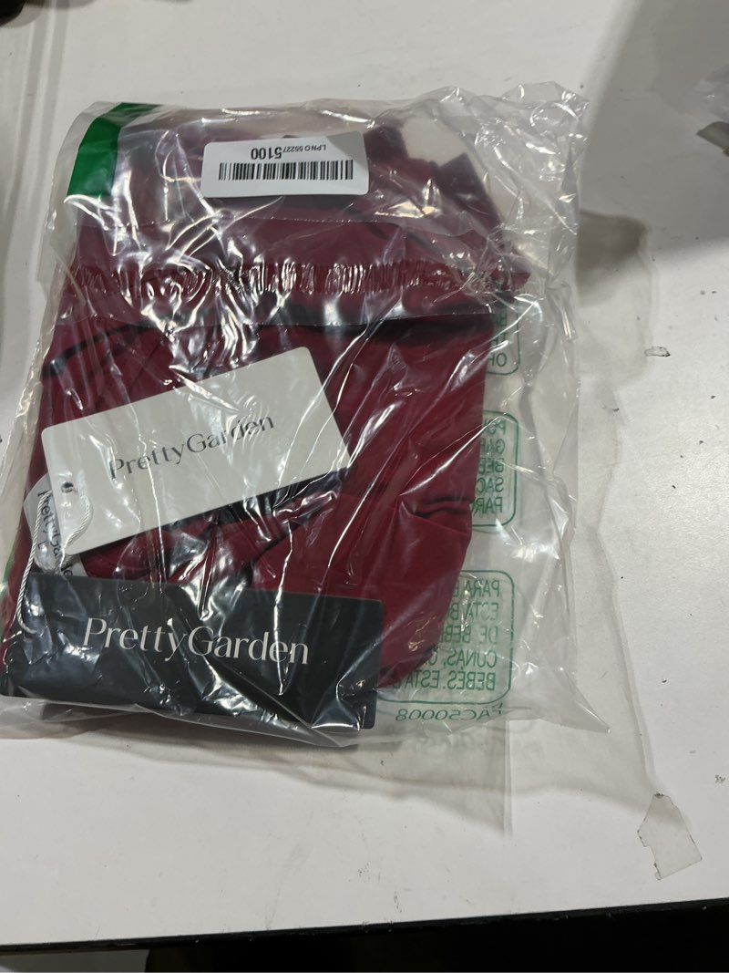 Condition photo showing Good Condition for prettygarden womens asymmetrical summer tops 2026 going out shirts spring y2k short sleeve crew neck ruched trendy clothes large wine red