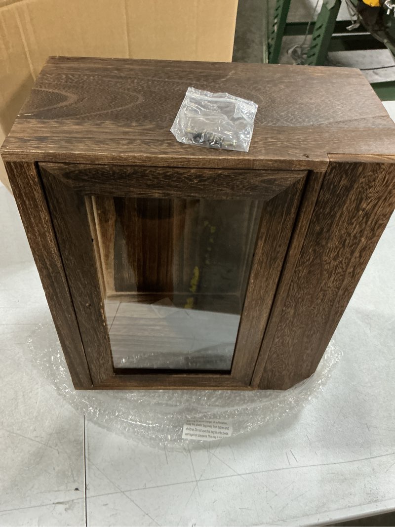 Condition photo showing Good Condition for cologne organizer for men women,perfume stand holder,cologne shelf, solid wood cologne stand with drawer storage and clear window,organizador de perfumes,perfume stand organizer,brown