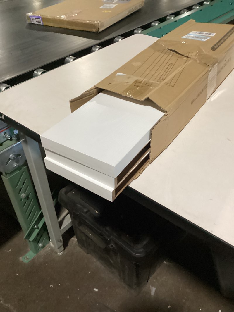 Condition photo showing Good Condition for BAYKA White Floating Shelves for Wall, 22.5 inches Wall Mounted Rustic Wood Shelves for Bathroom, Bedroom, Living Room, Floating Shelves for Books/Storage/Decor (Set of 3) C. White - Modern Minimalist Style 22.5inches
