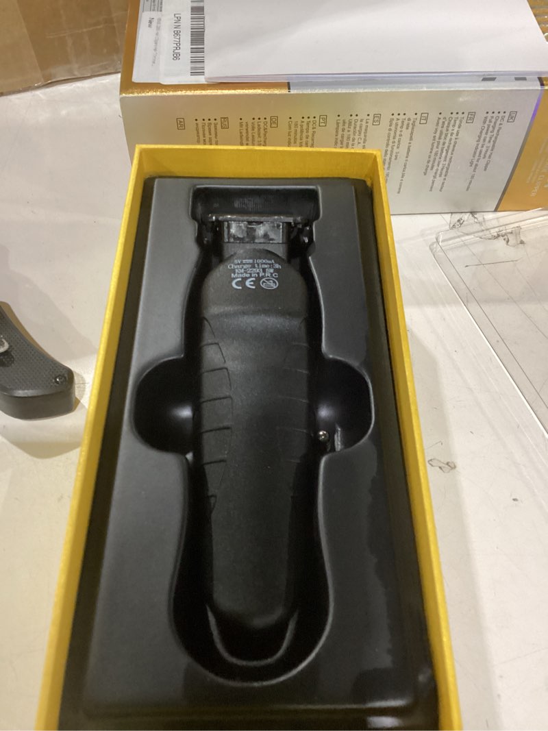 Condition photo showing Good Condition for kemei 2293 professional hair/beard trimmer for men zero gapped hair clippers for barber with t blade, cordless rechargeable 2293black