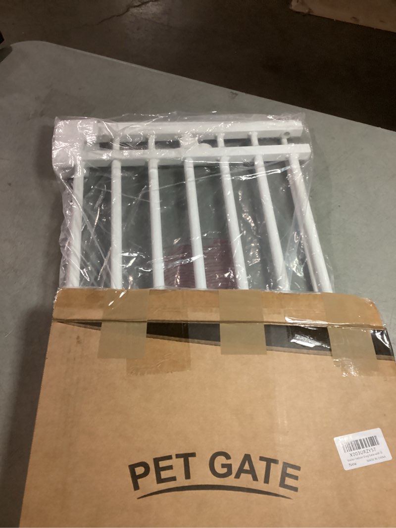 Condition photo showing Good Condition for malier indoor dog gate with door, 26-41" extra wide full metal pet gate short dog gate for stairs, pressure mount 14'' tall small puppy low gate easy step over for doorways