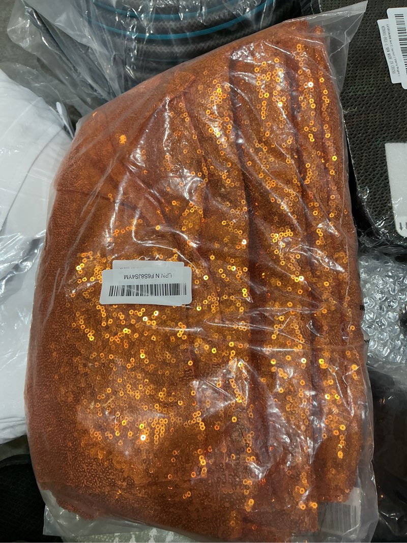 Condition photo showing New/Like New for 6 pack orange sequin table runner 12 x 108 inch - high density sparkly glitter table runners for thanksgiving dinner, halloween party, birthday party, shimmering orange decor 12" x 108"-6pcs orange