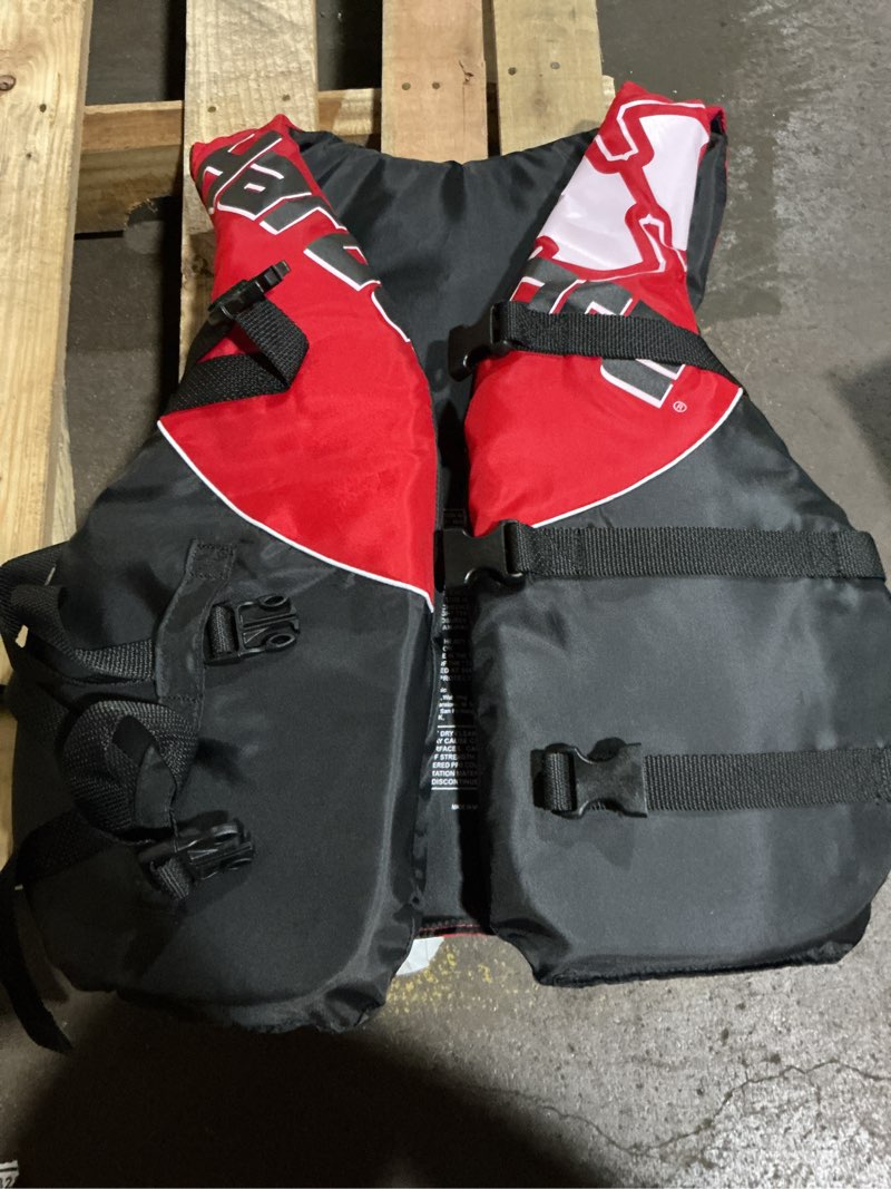 Condition photo showing Good Condition for onyx general purpose coast guard approved boating life jacket red oversize