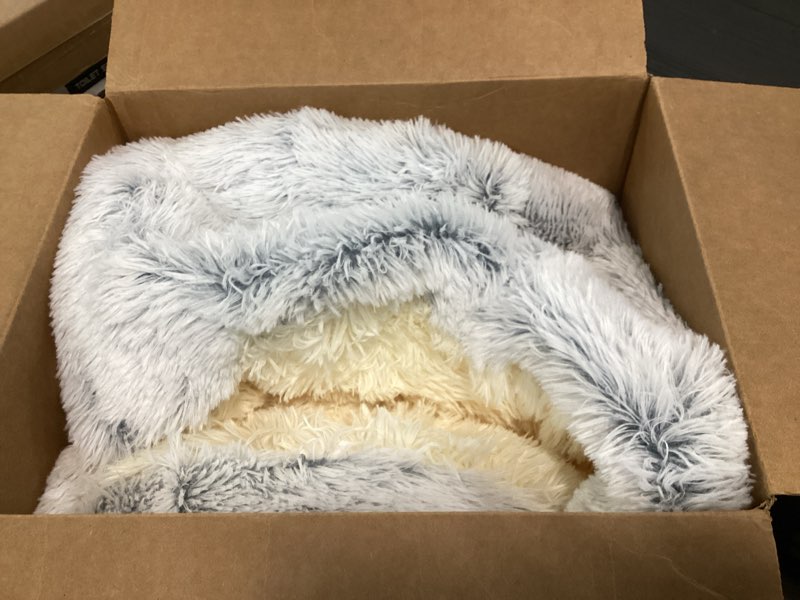 Condition photo showing Good Condition for Calming Dog Bed Fluffy Plush Pet Bed Under 20 Pound?Large Cave Bed Washable Non-Slip Cat Nest Pod Windproof?Cozy Indoor Cave for Kitten Dog Non-Slip Bottom (M-25.6in)