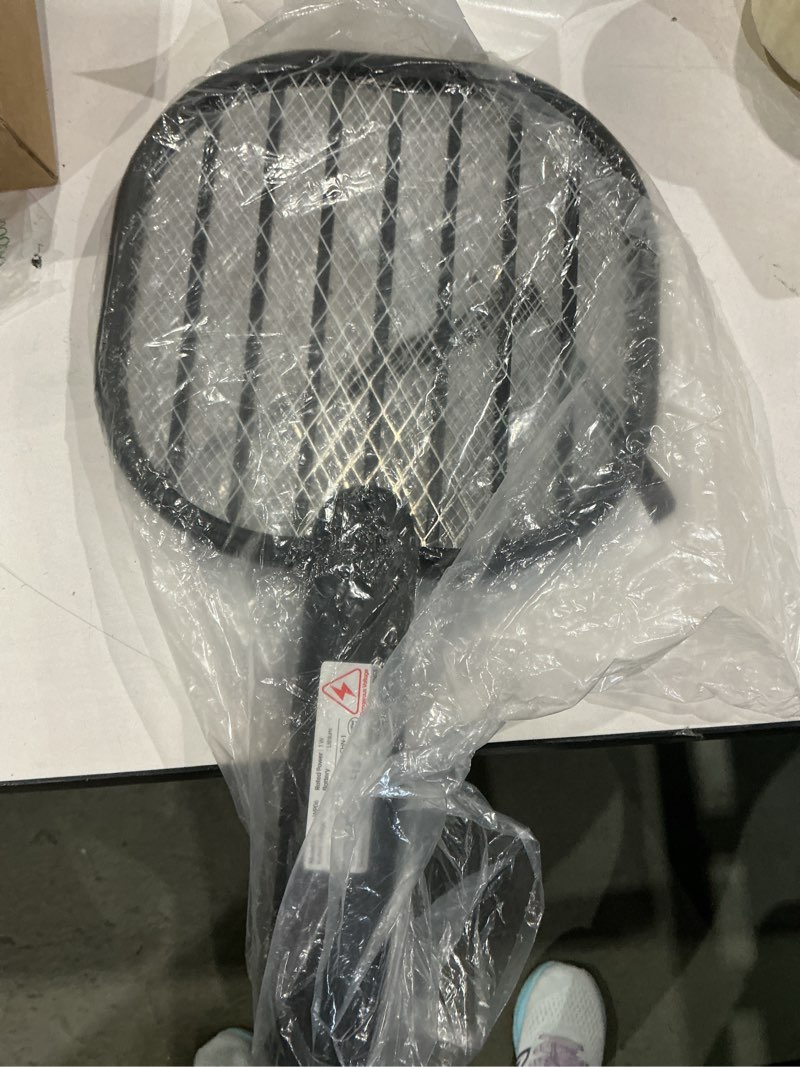 Condition photo showing As Is for yissvic electric fly swatter 4000v bug zapper racket dual modes mosquito killer with purple mosquito light rechargeable for indoor home office backyard patio camping (black-1 pack) black 1