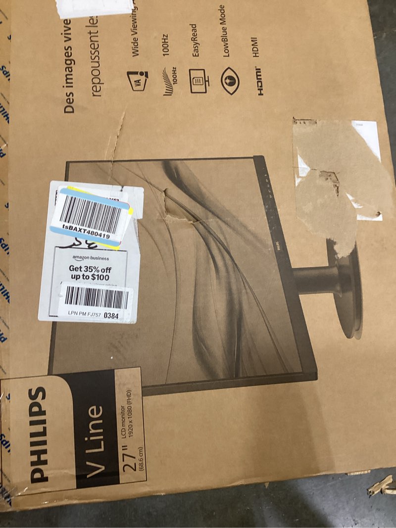 Condition photo showing Good Condition for philips new 27-inch class thin full hd (1920 x 1080) 100hz monitor, vesa, hdmi x 1, vga port x1, eye care, 4 year advance replacement warranty, 271v8lb, black 27" va panel 100hz